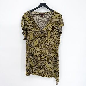 ☀️ 3/$25 Lena Jeans Y2K Abstract Leaf Print Blouse Size 3X